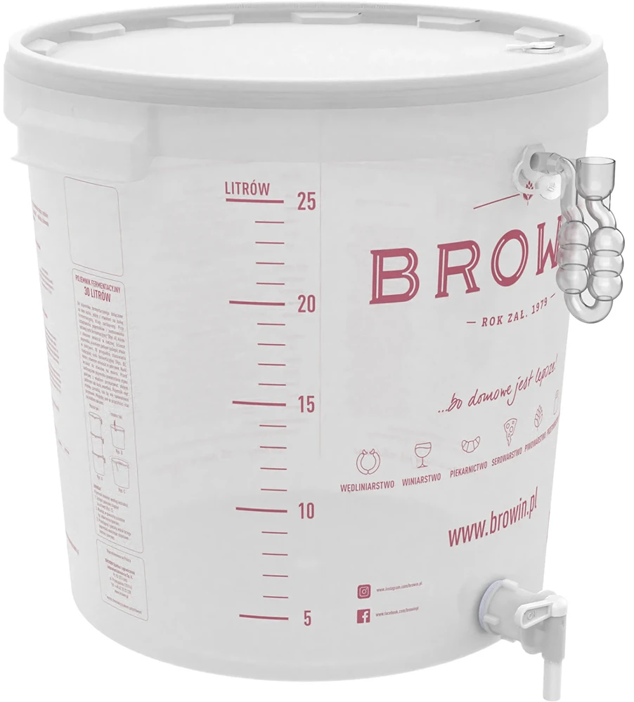 Browin Fermentacijos kibiras 30 L su spausdinta skalė ir čiaupu 340434, 30.0 L, polipropilenas be BPA, su čiaupu, infliacija