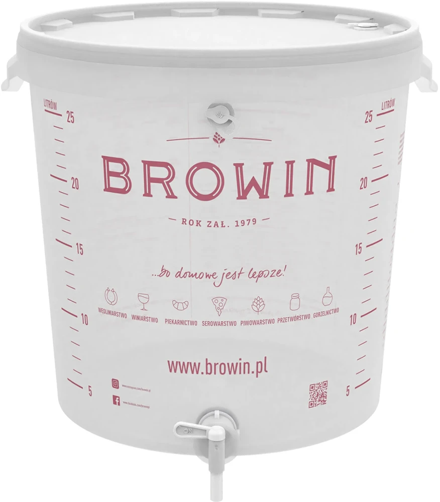 Browin Fermentacijos kibiras 30 L su spausdinta skalė ir čiaupu 340434, 30.0 L, polipropilenas be BPA, su čiaupu, infliacija