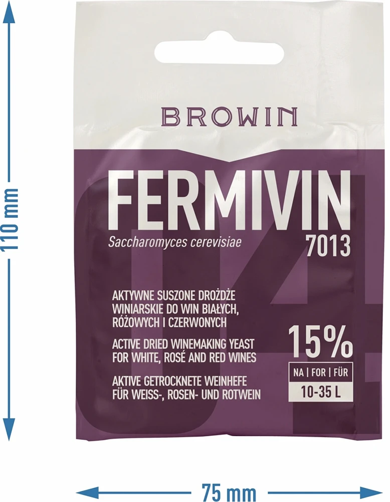 Browin Fermivin 7013 sausos vyno mielės 7g, 35L, baltam, raudonam, rožiniam vynui, 400340