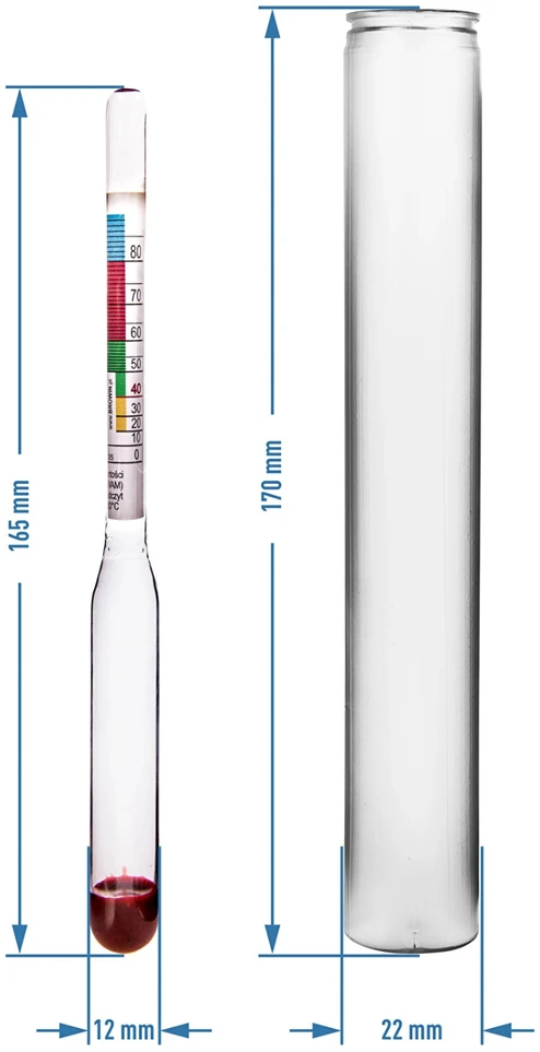 Browin Hidrometras su potencialaus alkoholio skalė, 405553, 0-85%, kalibruotas 20-21°C