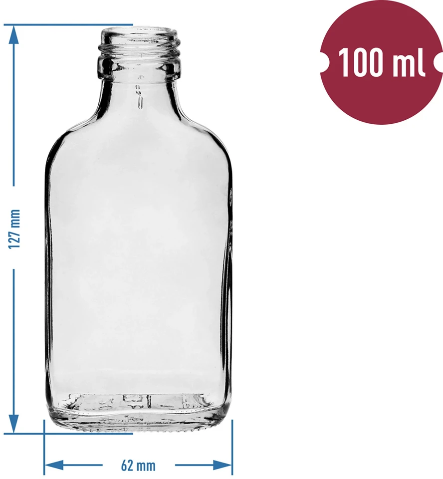 Browin Hip flask bottle 631412, 100ml, 10 vnt., aukštos kokybės stiklas, be dangtelio