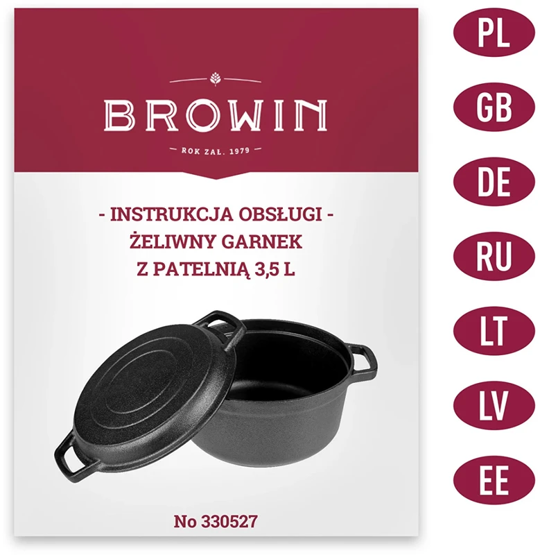 Browin ketaus puodas su keptuve 330527, 3,5 L, 26 cm, tinka visoms viryklėms, orkaitei, griliui