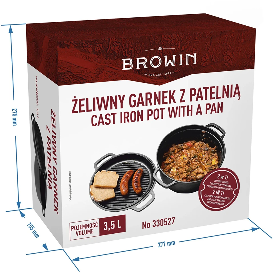 Browin ketaus puodas su keptuve 330527, 3,5 L, 26 cm, tinka visoms viryklėms, orkaitei, griliui