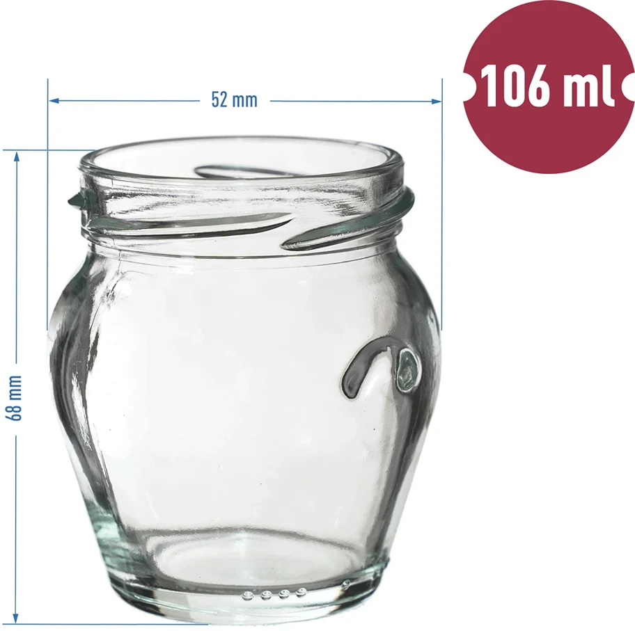 Browin konservavimo stiklainis, 132106, 106 ml, 8 vnt., stiklas, su dangteliu, 53 mm, 4 sriegti tvirtinimai