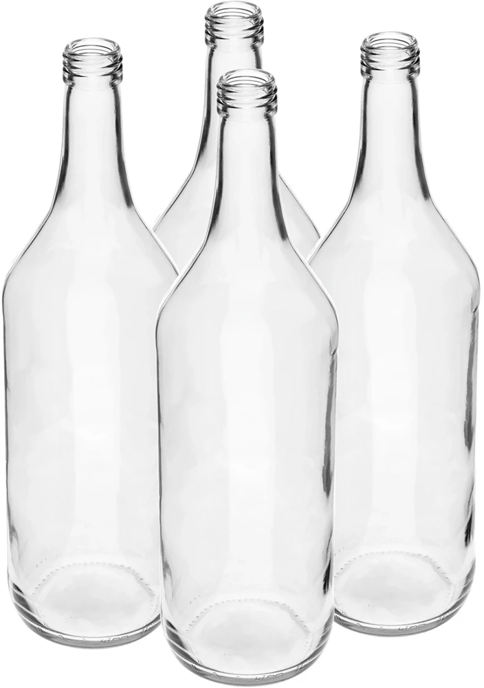 Browin Stołowa butelis 1 L 631454, 1.0 L, 4 vnt., su dangteliu, stiklas, auksiniai dangteliai