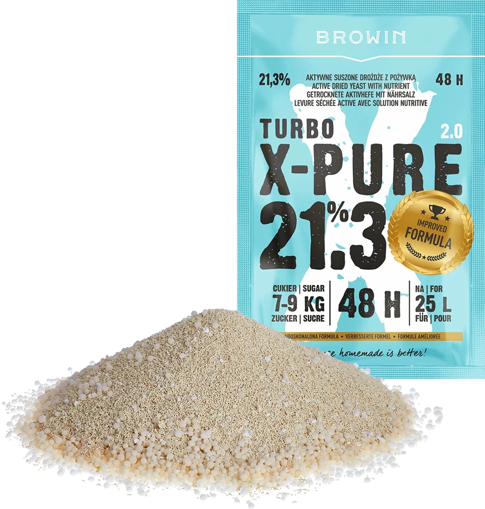 Browin Turbo X-Pure mielės 403103, 21.3%, 48h, 25L, 0.135kg, cukraus, vaisių ir grūdų misoms