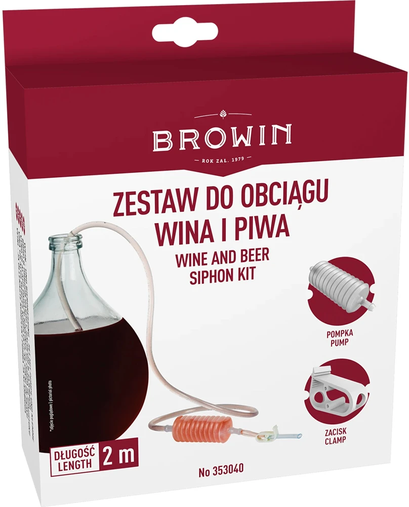 Browin Vyno siurbimo žarna su rankiniu siurbliu 353040, 2m, 8mm, plastikinis siurblys, plastikinis spaustukas