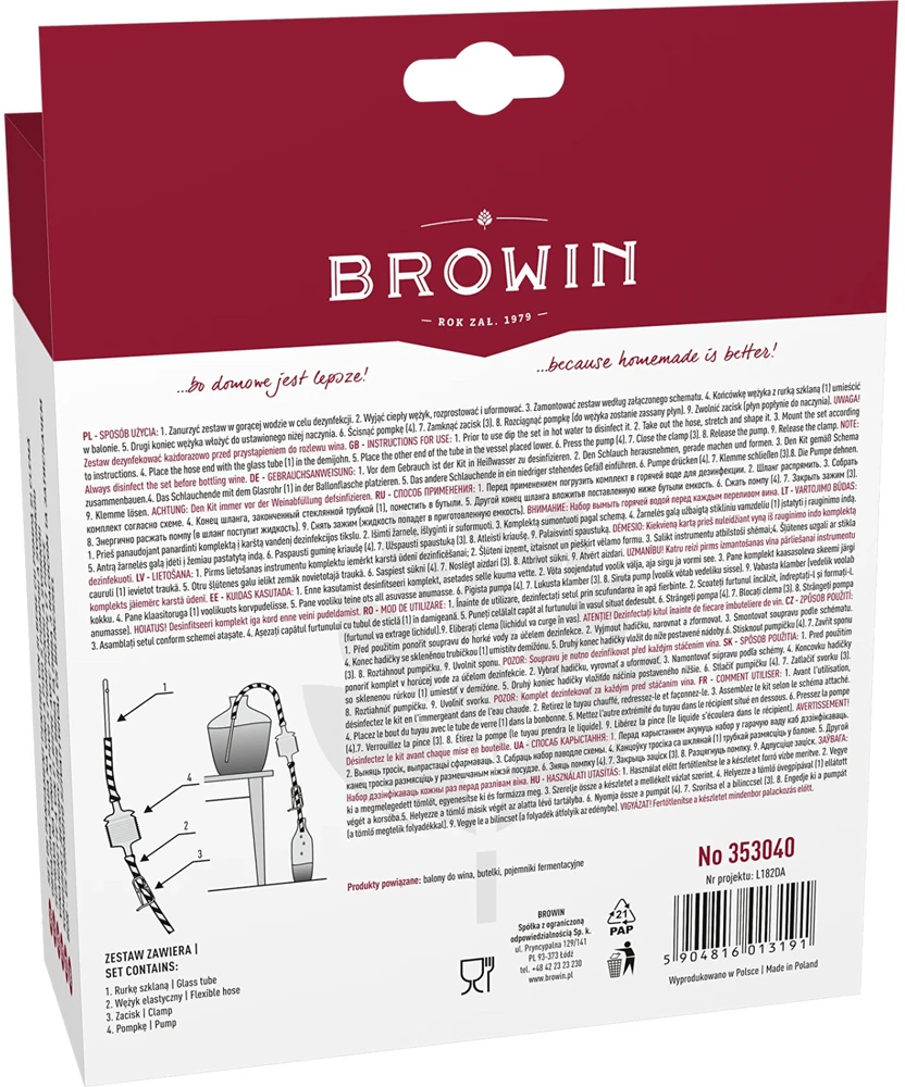 Browin Vyno siurbimo žarna su rankiniu siurbliu 353040, 2m, 8mm, plastikinis siurblys, plastikinis spaustukas