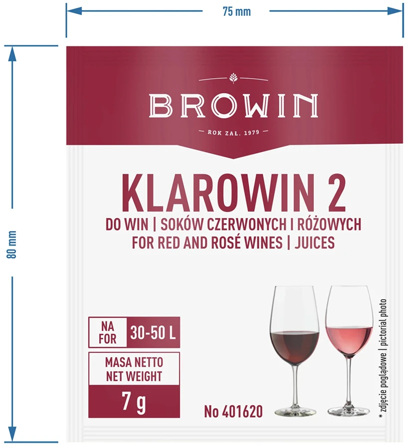 Browin vyno skaidrintuvas 401620, 7g, 30-50L, lengva naudoti, matomas efektas per 7 dienas