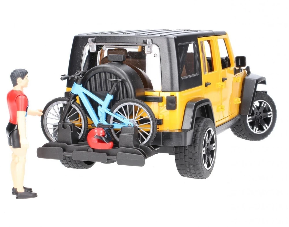 BRUDER automobilis Jeep Wrangler ir dviratininkas su kalnų dviračiu, 02543