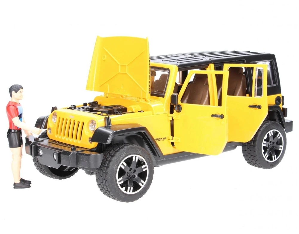 BRUDER automobilis Jeep Wrangler ir dviratininkas su kalnų dviračiu, 02543