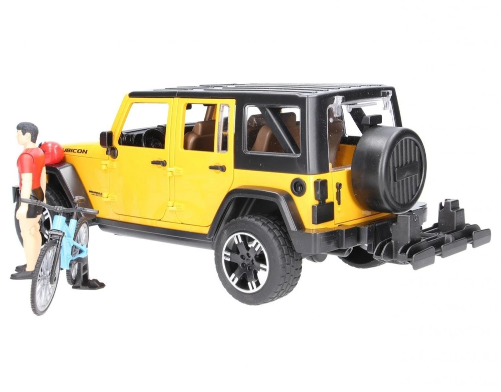 BRUDER automobilis Jeep Wrangler ir dviratininkas su kalnų dviračiu, 02543