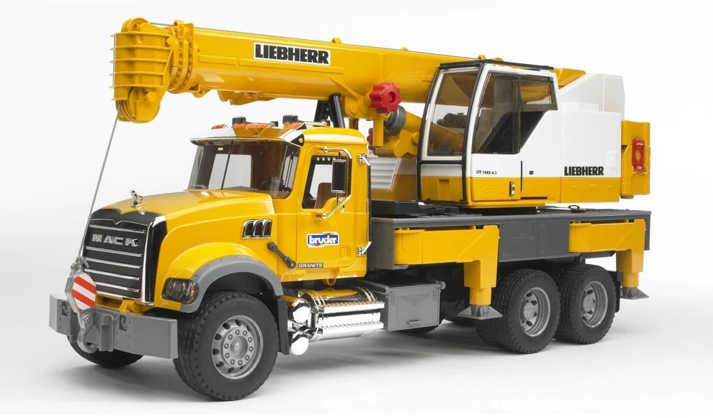BRUDER didelis kranas su strėle MACK Granite Liebherr 02818
