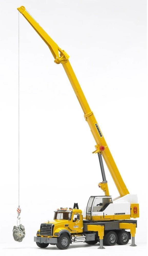 BRUDER didelis kranas su strėle MACK Granite Liebherr 02818