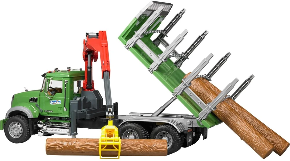 BRUDER Sunkvežimis miškovežis MACK su kranu 02824