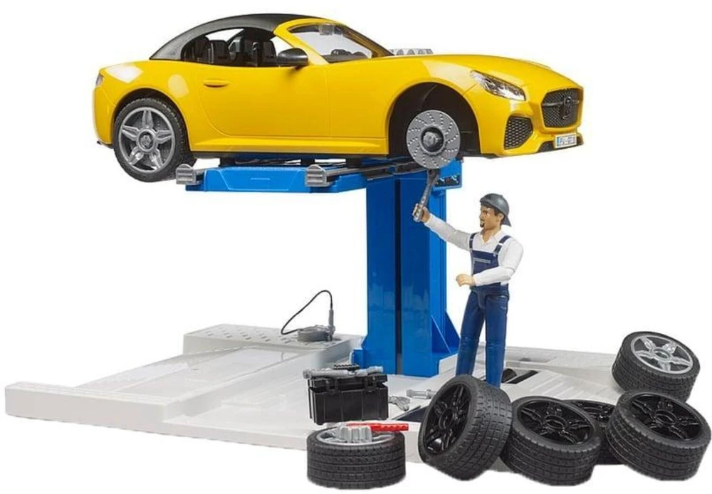 BRUDER bworld automobilių aptarnavimo centras + BRUDER Roadster