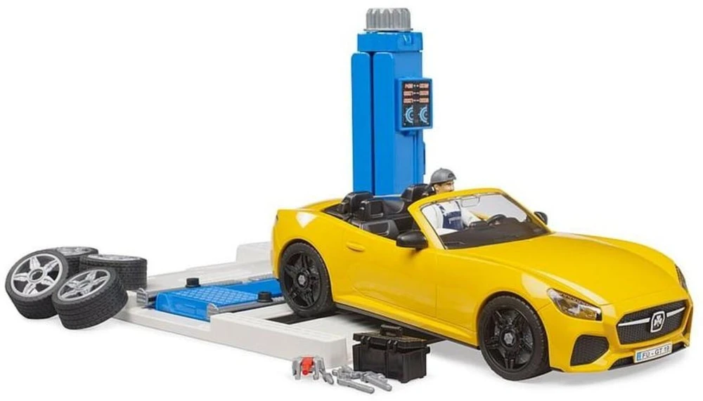 BRUDER bworld automobilių aptarnavimo centras + BRUDER Roadster