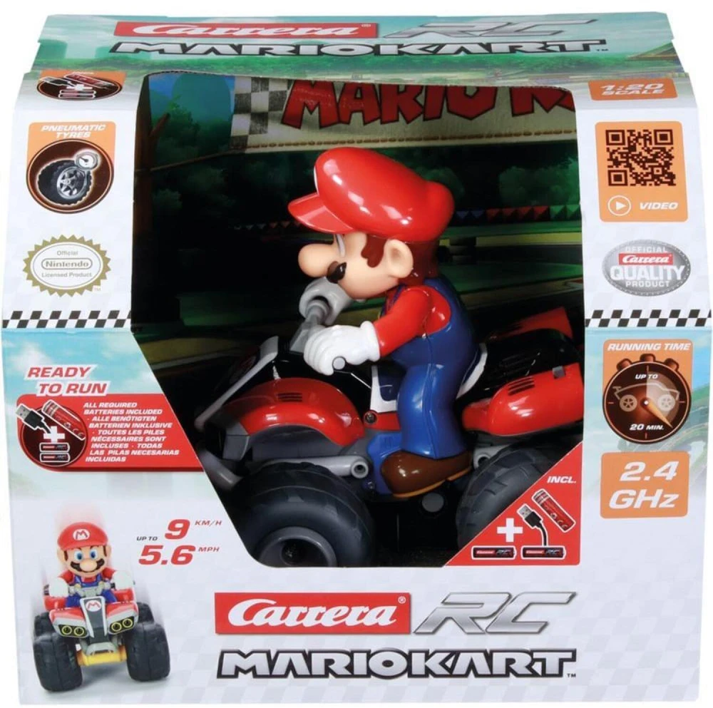 Carrera RC automobilis MarioKart Quad 370200970, 1:20, 9 km/h, 2.4 GHz, 30 min, USB, Mario