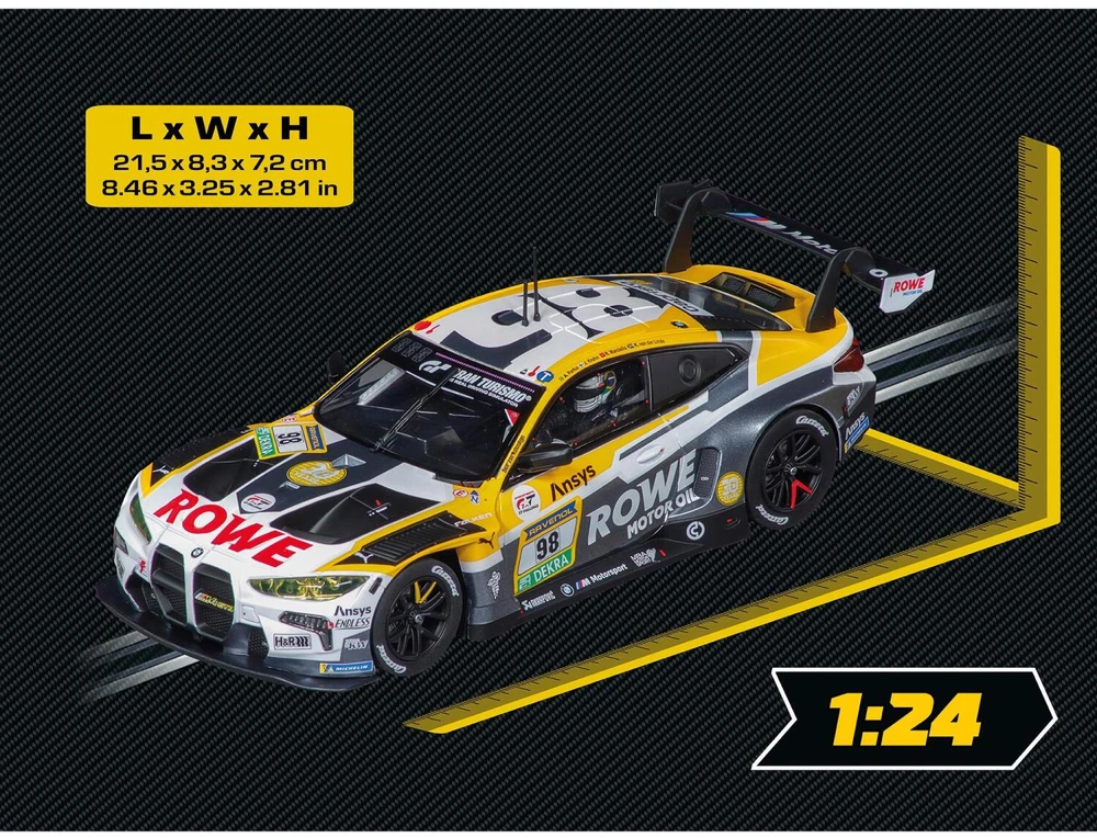 Carrera Žaislinis automobilis 20024013, 1:24, Digital 124, BMW M4 GT3 Evo, juoda, geltona, plastikas, judančios dalys