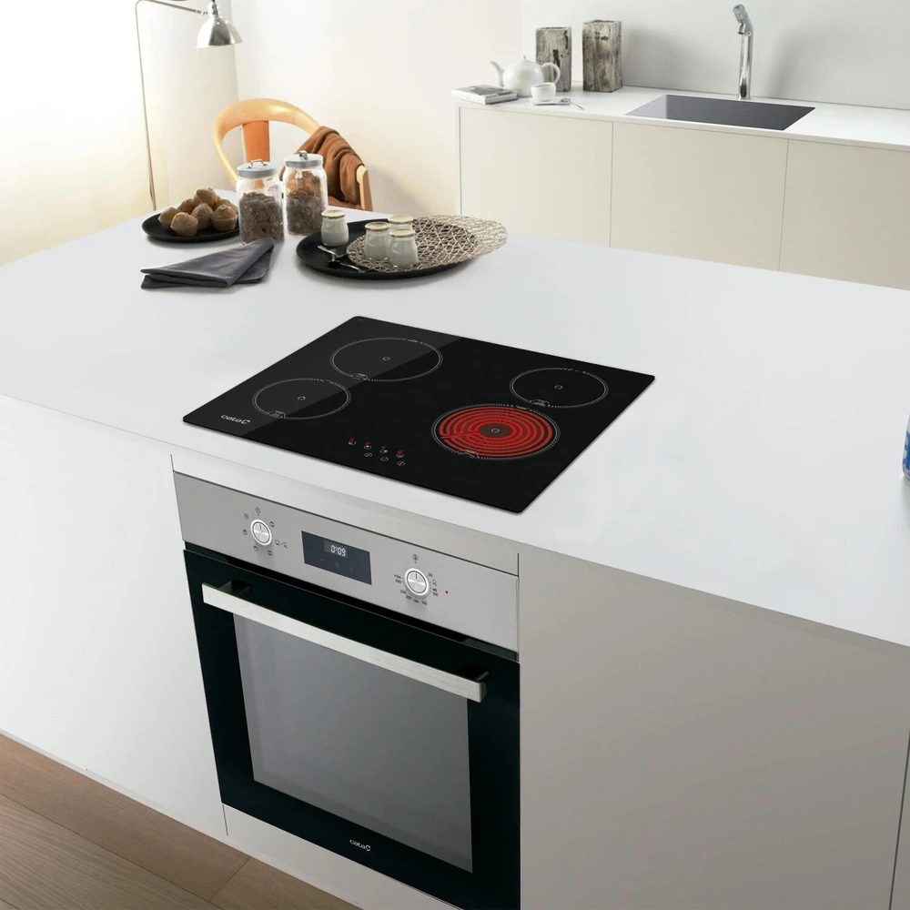 Kaitlentė CATA | Hob | TN 604/B | Vitroceramic | Number of burners/cooking zones 4 | Touch | Juodas | Ekranas