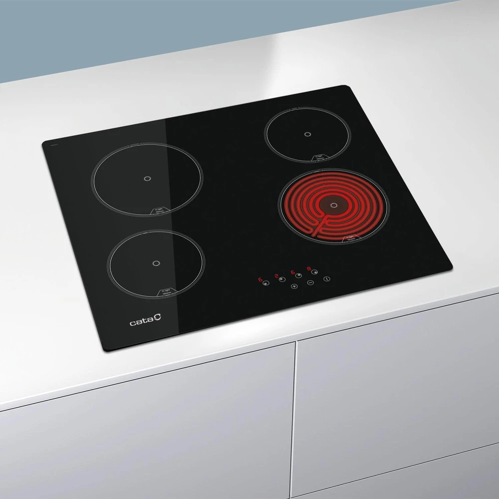 Kaitlentė CATA | Hob | TN 604/B | Vitroceramic | Number of burners/cooking zones 4 | Touch | Juodas | Ekranas