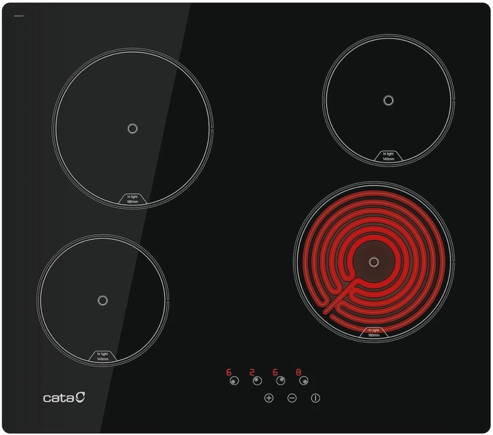 Kaitlentė CATA | Hob | TN 604/B | Vitroceramic | Number of burners/cooking zones 4 | Touch | Juodas | Ekranas