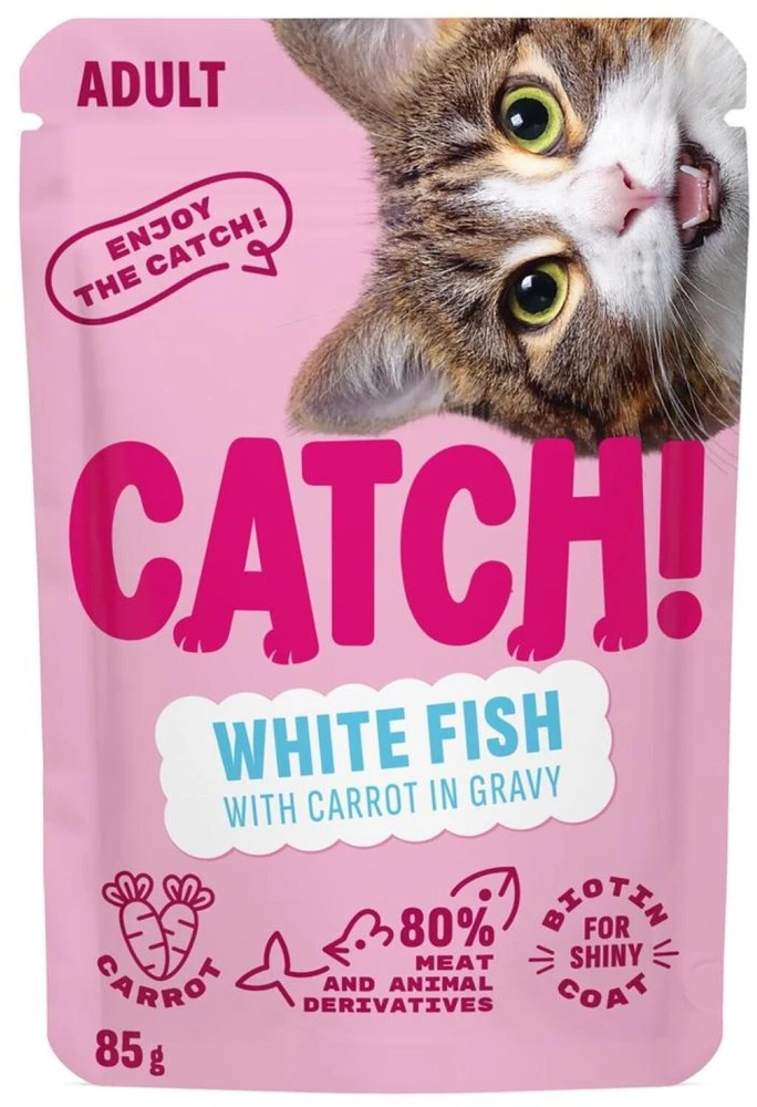 CTH CATCH Baltas fish and carrot in gravy – šlapias kačių maistas – 85g