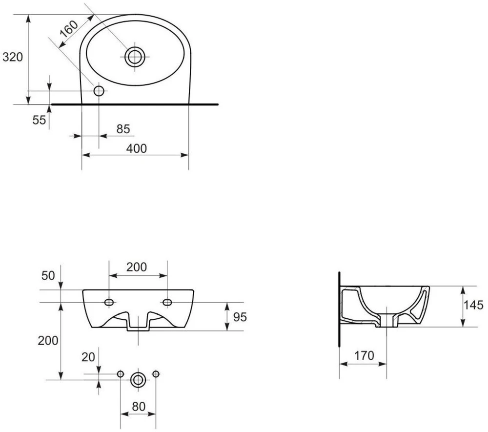 Cersanit Parva 40 cm praustuvas (K27-009-P)