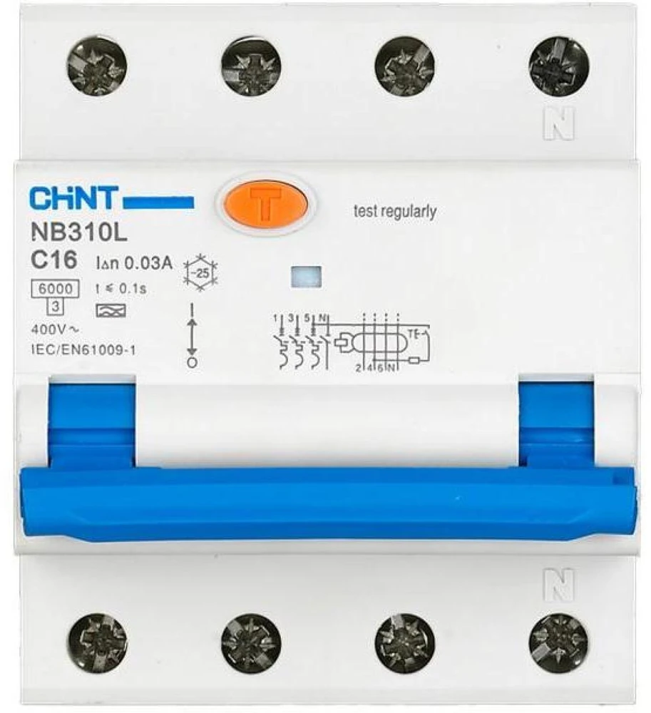 Chint | Automatinis diferencinės apsaugos jungiklis RCBO, NB310L/3N, 3P+N, C32, 30mA, A, 6kA | NB310L3PN30MAA32C