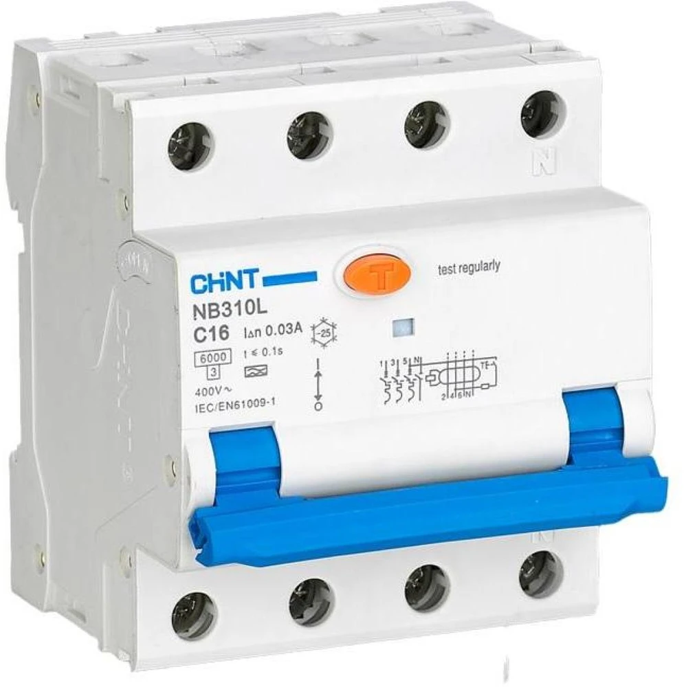 Chint | Automatinis diferencinės apsaugos jungiklis RCBO, NB310L/3N, 3P+N, C32, 30mA, A, 6kA | NB310L3PN30MAA32C