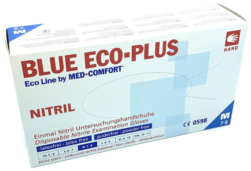 Cits Mėlyna Vienkartinės nitrilinės pirštinės Mėlyna Eco Plus M dydis, mėlynos spalvos 100vnt