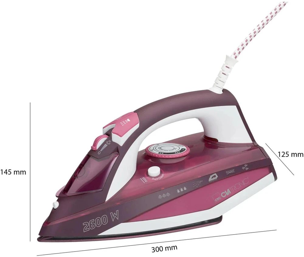 Garų Lygintuvas - Clatronic DB 3705 2600 W Keraminis Padas Rožinė