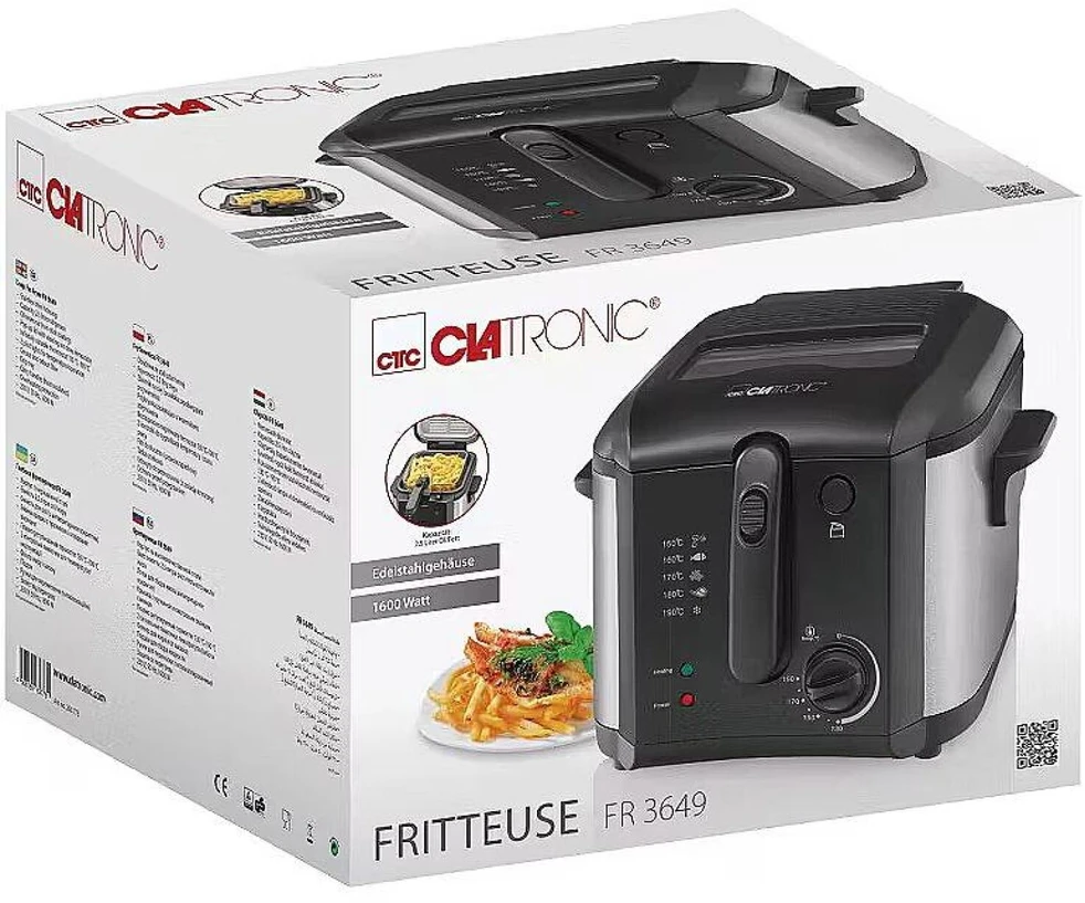 Gruzdintuvė Fryer Clatronic FR 3649 (2,5 l, 1600W, juodos spalvos)