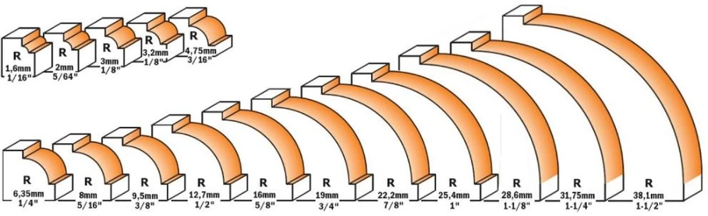 Cmt ROUNDOVER BIT W/BEARING HM S=6 D=16.7 R=2