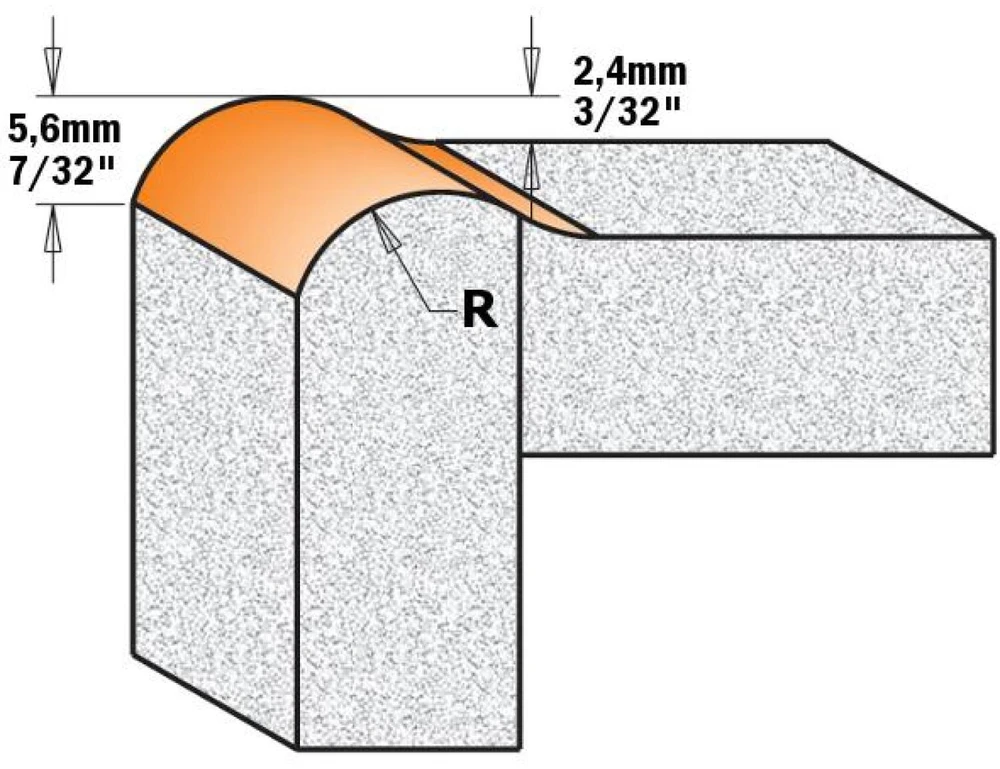 Apvalinimo freza CMT 980.531.11; S=12 mm D=25,4 mm