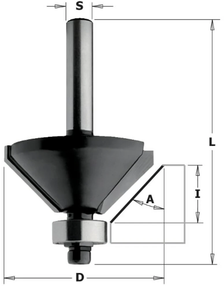 Nuožulnų freza CMT Contractor K936-350; 35/15 mm 45°; su guoliu