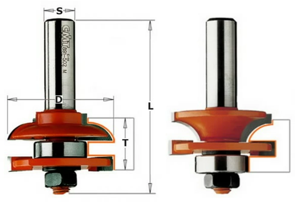 Sujungimų freza TCT- S=12 D=44.4 (A), CMT