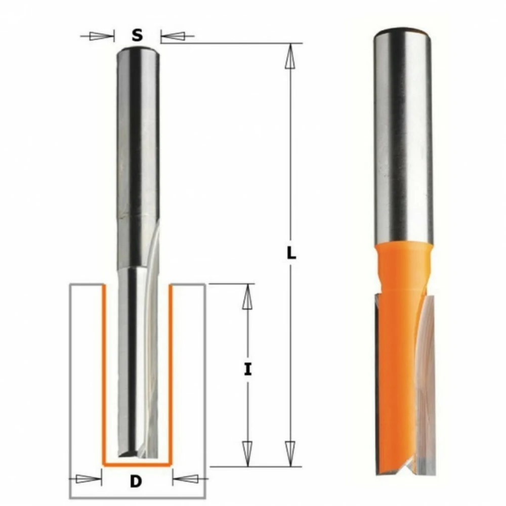 Tiesi pirštinė freza CMT; S=12 mm; D=16 mm