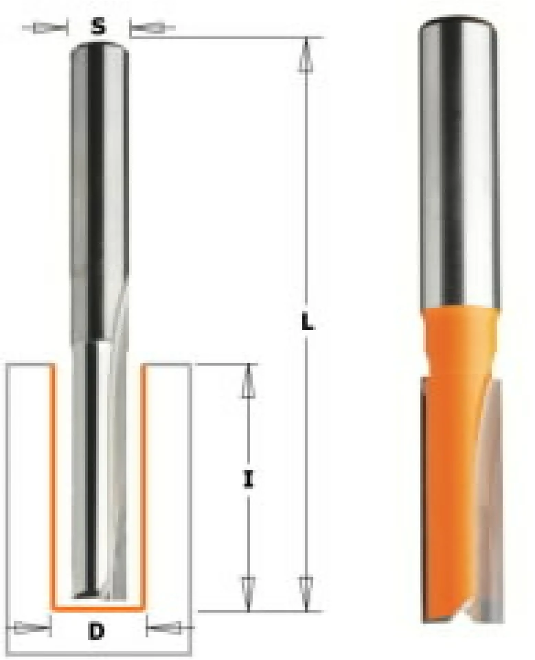 Tiesi pirštinė freza CMT; S=8 mm; D=6 mm