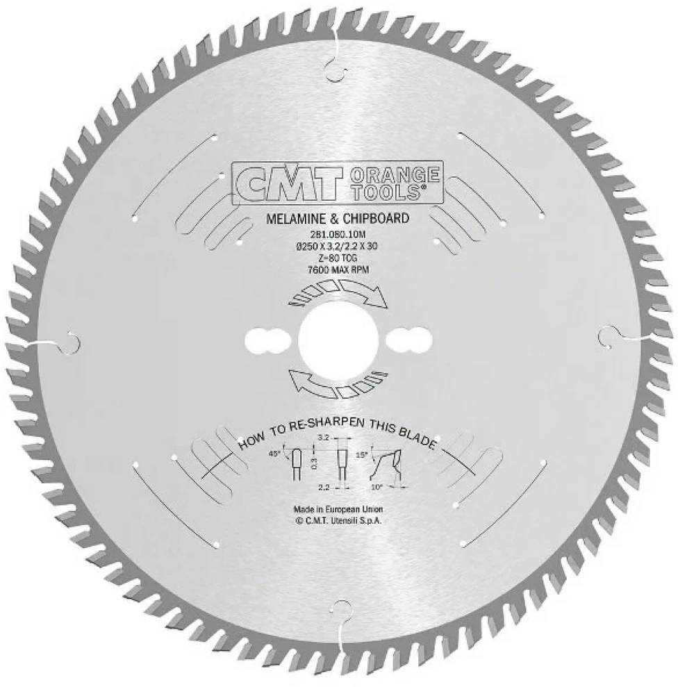 Diskas skersiniam pjovimui 250x3,2/30mm Z80 a10° bTCG, CMT