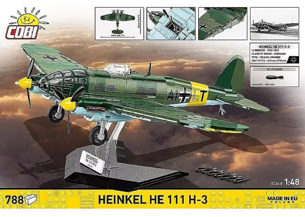 Cobi Klocki „Heinkel he 111 h-3“ 788 dalių statybiniai kaladėlės