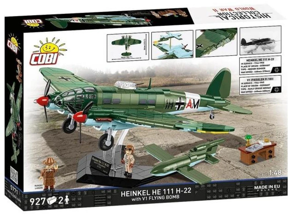Cobi Klocki „Heinkel he 111 h-22“ su v1 skraidančia bomba, 927 dalys