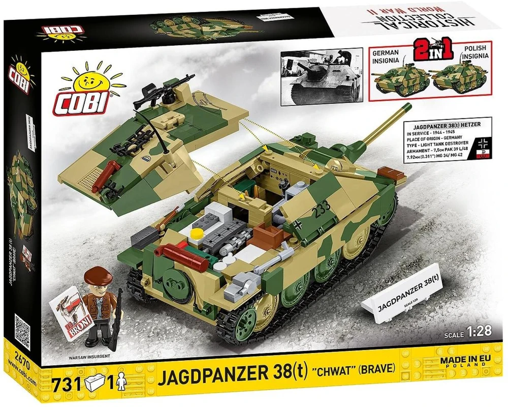 Cobi „Jagdpanzer 38(t) Chwat“ – 731 kaladėlių konstruktorius