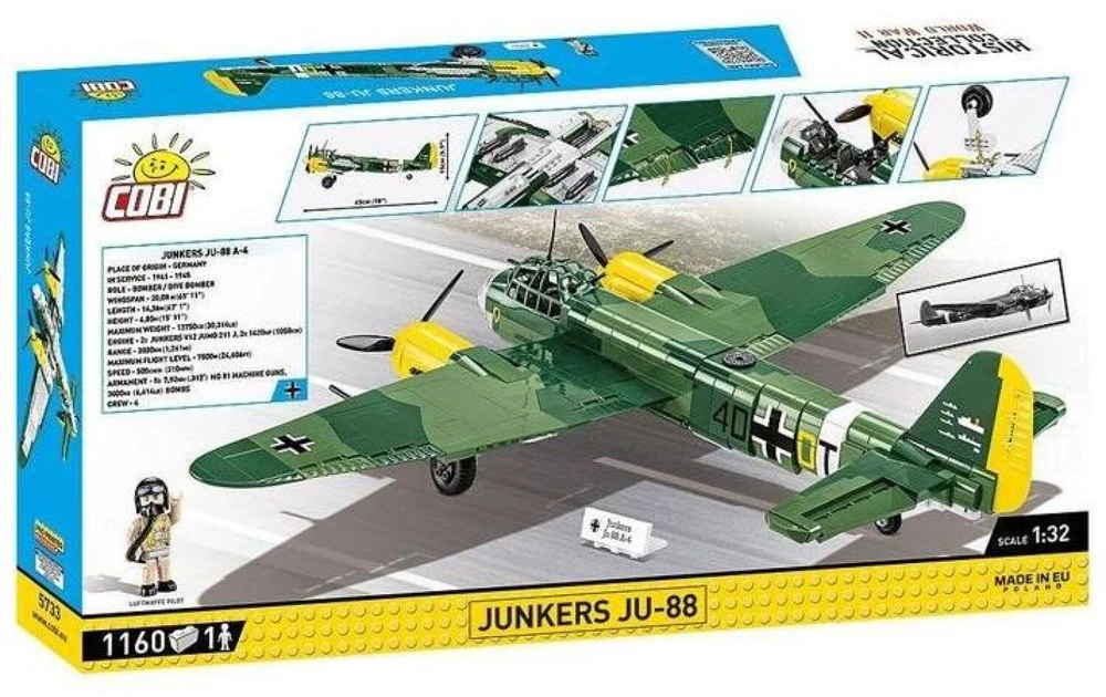 Cobi Klocki Junkers Ju-88 konstravimo kaladėlės, 1160 detalių