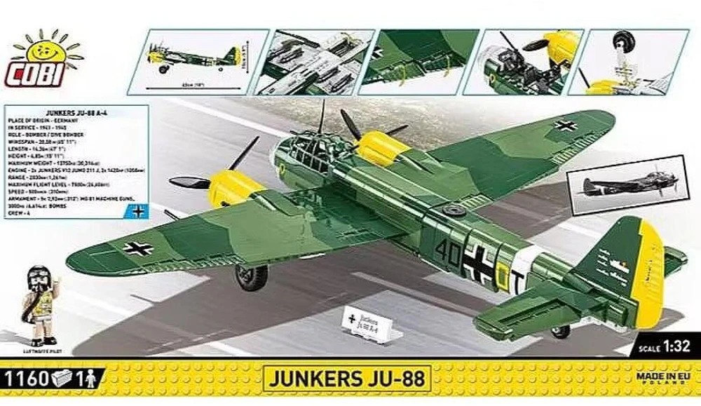 Cobi Klocki Junkers Ju-88 konstravimo kaladėlės, 1160 detalių
