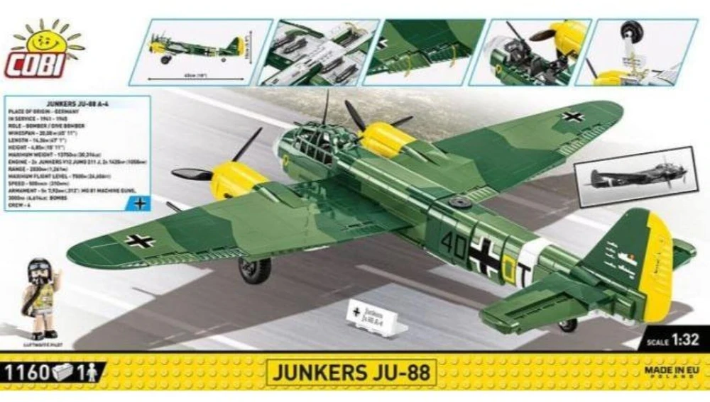 Cobi Klocki Junkers Ju-88 konstravimo kaladėlės, 1160 detalių