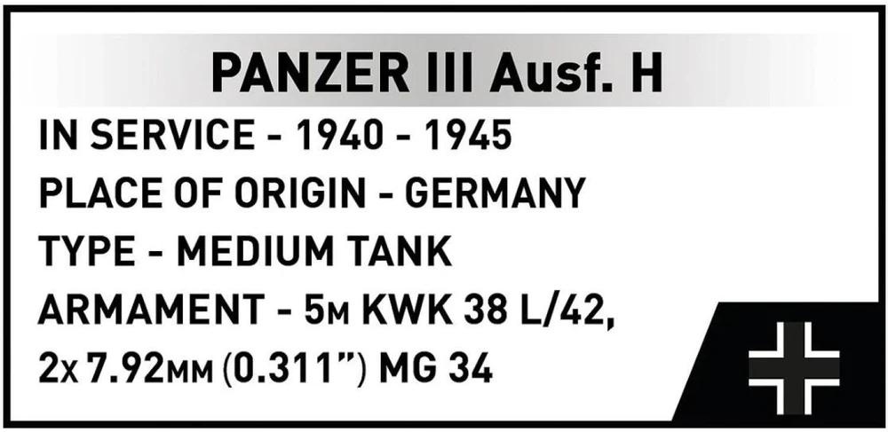 Cobi Klocki Panzer III Ausf.H blokai 963 vnt