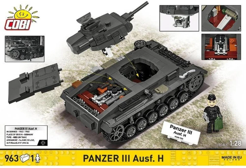 Cobi Klocki Panzer III Ausf.H blokai 963 vnt