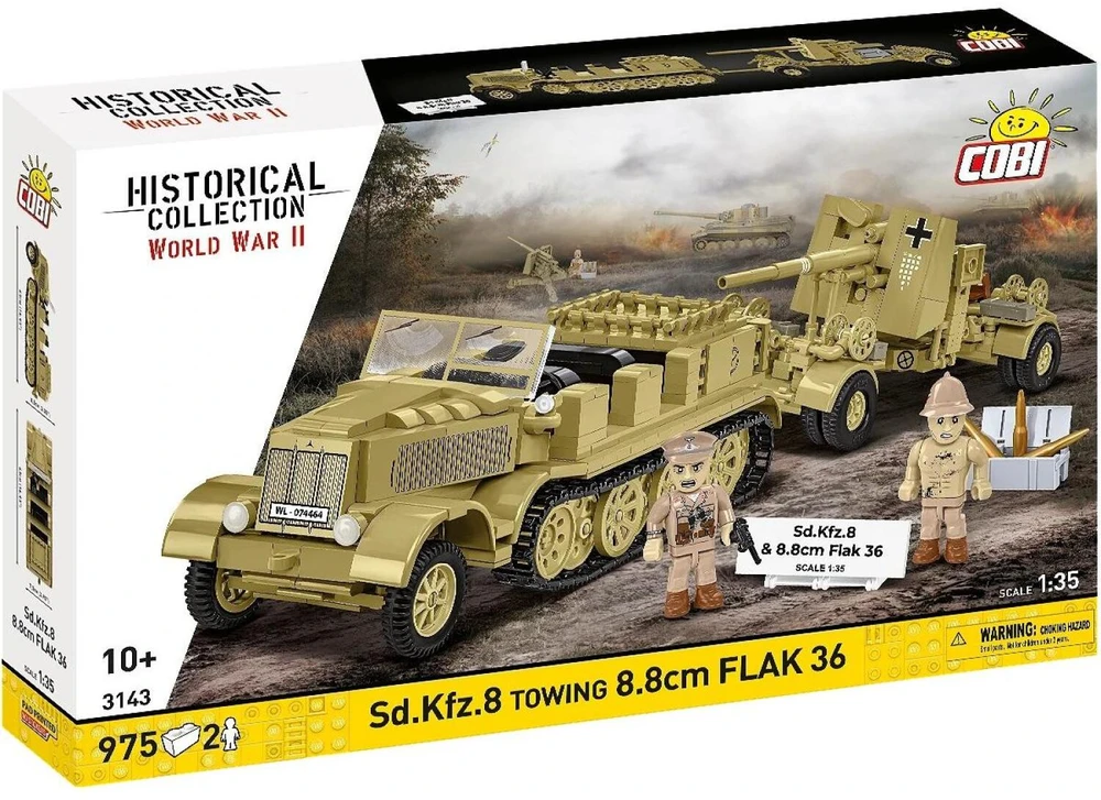 Cobi Klocki Sd.kfz.8 vilkimo blokai 8,8 cm priešlėktuvinės gynybos 36, 975 vienetai