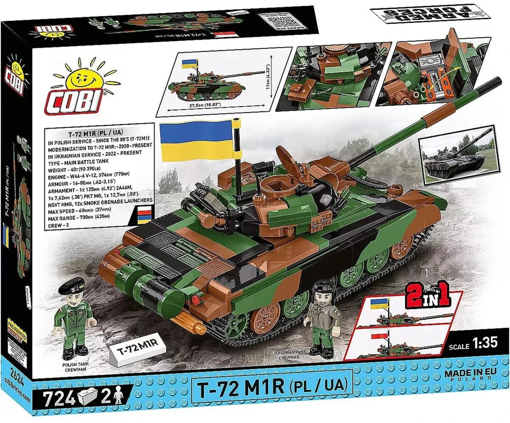 COBI 2624 Ginkluotųjų pajėgų T-72M1R tankas (PL/UA) 724 blokai